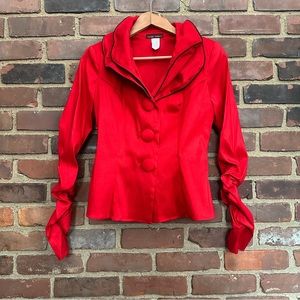 Design Todays Wire Collar Art to Wear Red Jacket Sz Small -35 Chest -21.5” Long